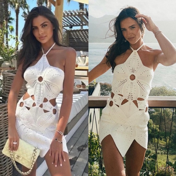 Cult Gaia Floreana Knit Mini Dress in Off White Size Small - Picture 2 of 13